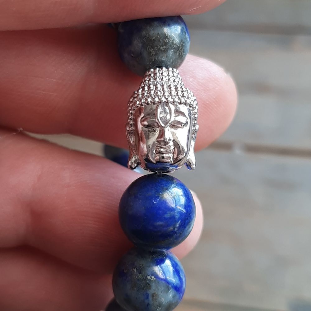 Lapis Lazuli Buddha Stretch Bracelet - Picture 3 of 5
